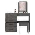 Tuhome Kaia Makeup Dressing Table, Four Drawers, One Mirror, Stool, Smokey Oak CLI7914